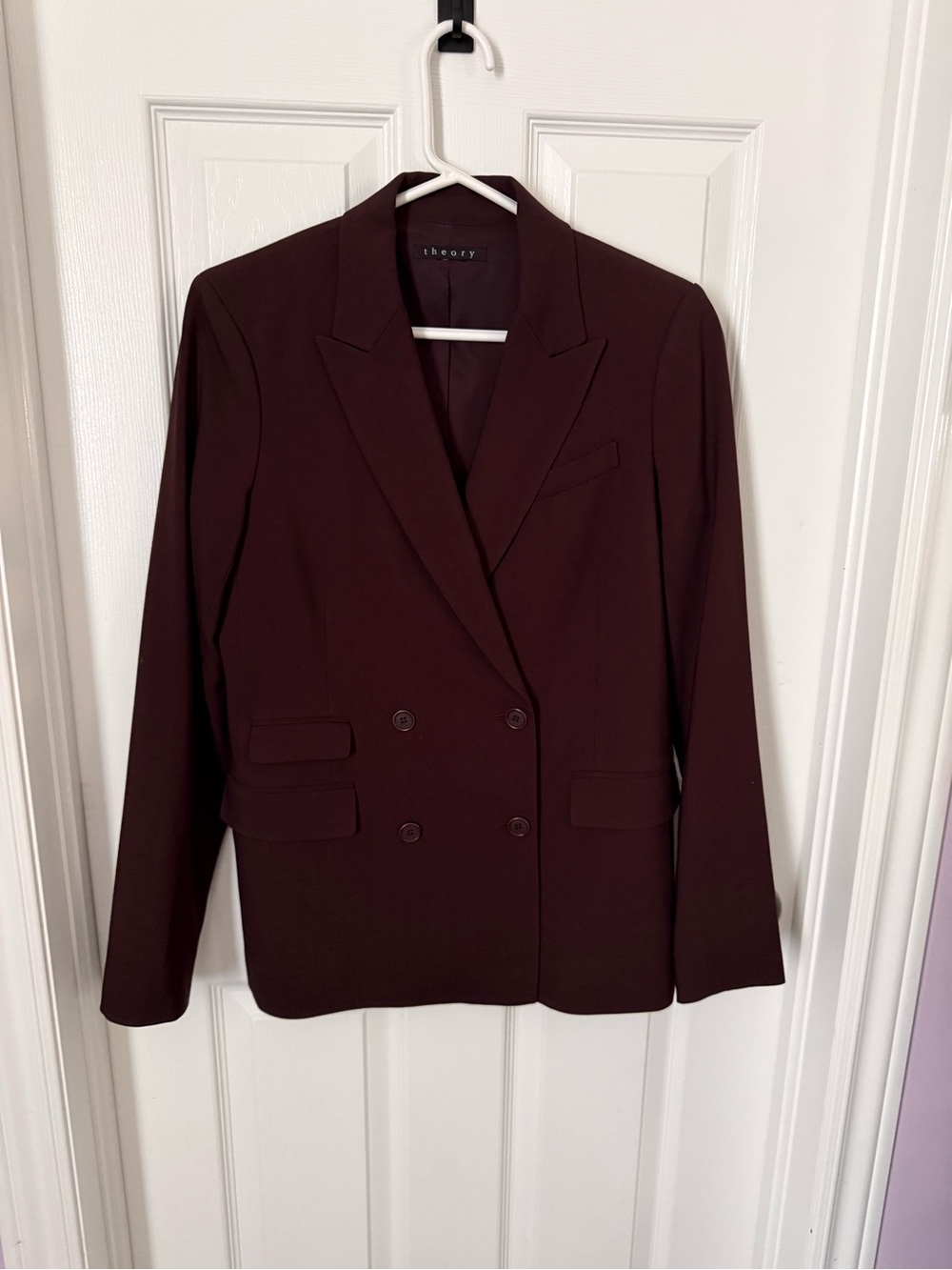 Theory | Burgundy Double Breasted Blazer | Size 6